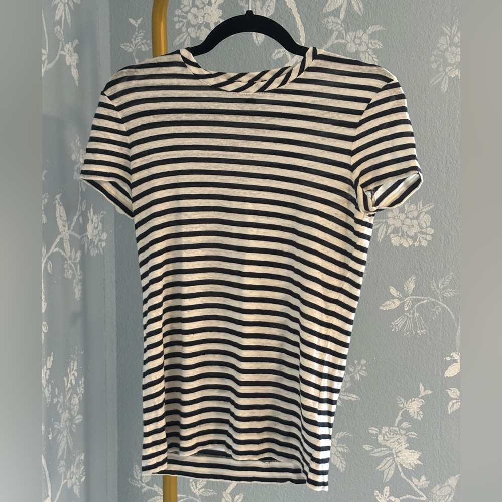 Brooks Brothers Navy White Striped Tee Size S Classic Preppy